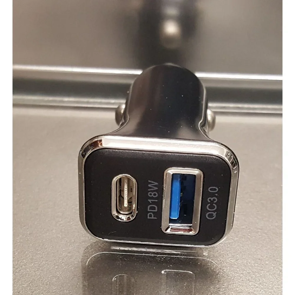 Black Fast PD Type C Car Phone Charger Adapter for iPhone, Samsung